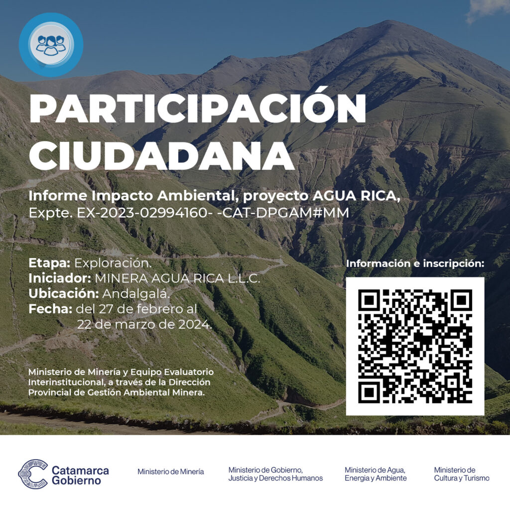 Minería abrió el proceso de participación ciudadana para Agua Rica