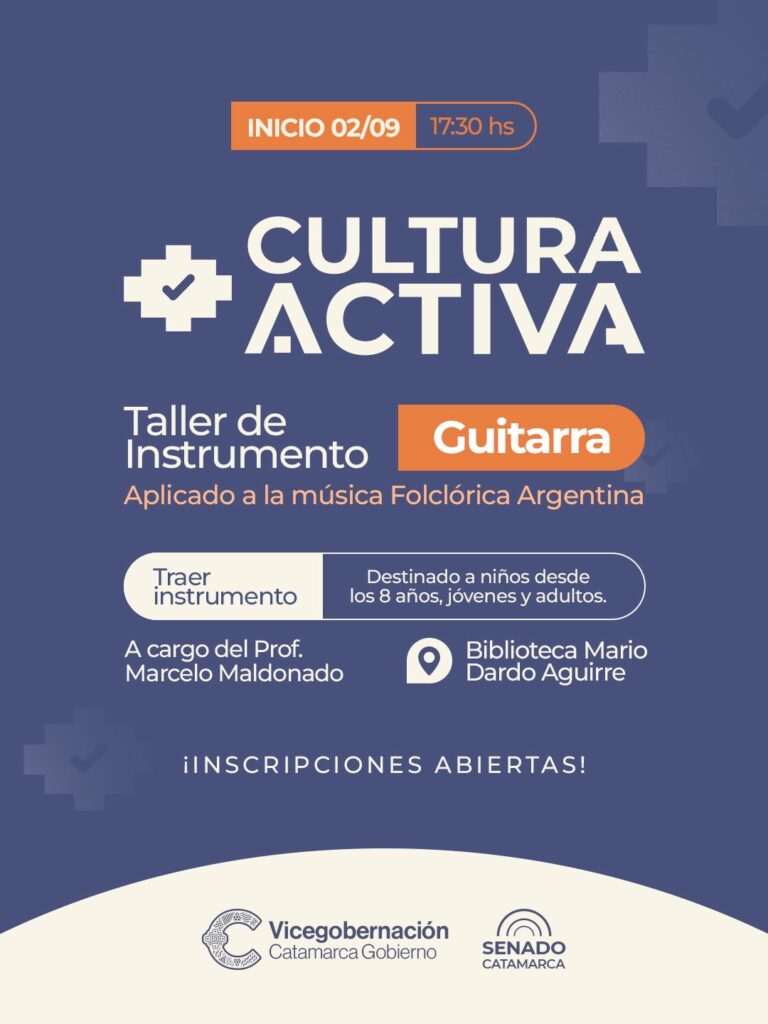 Vicegobernación lanza Cultura Activa y ya se encuentran abiertas las inscripciones para el Taller de Guitarra